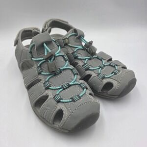 Khombu Ashley Womens 7M Gray Teal Sport Fisherman Sandals Closed Toe Hiking